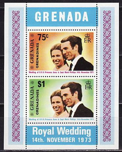 Гренада Гренадины, 1973, Королевская свадьба, блок